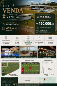 Lote/Terreno à venda, 439m² no Condomínio Residencial Vinhas Anápolis, Anápolis