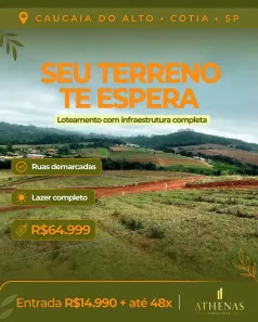 Lote/Terreno à venda, 500m² no Recreio Topázio (Caucaia do Alto), Cotia