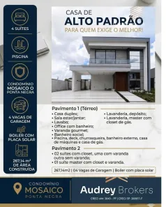 Casa de Condomínio com 4 Quartos à venda, 267m² no Ponta Negra, Manaus