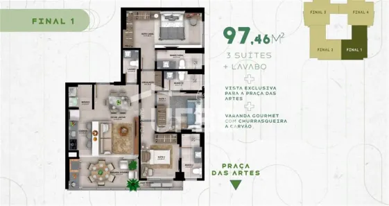 Apartamento com 3 Quartos à venda, 97m² no Jardim Goiás, Goiânia