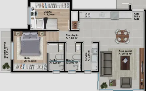 Apartamento com 2 Quartos à venda, 74m² no Universitário, Bento Gonçalves