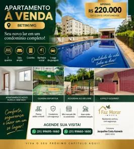 Apartamento com 2 Quartos à venda, 44m² no Laranjeiras, Betim