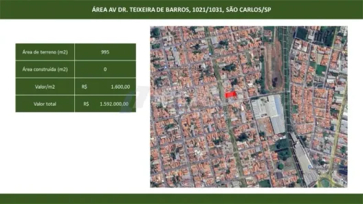 Lote/Terreno à venda, 995m² no Vila Prado, São Carlos