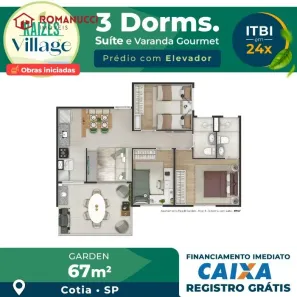 Apartamento com 3 Quartos à venda, 61m² no Maranhão, Cotia