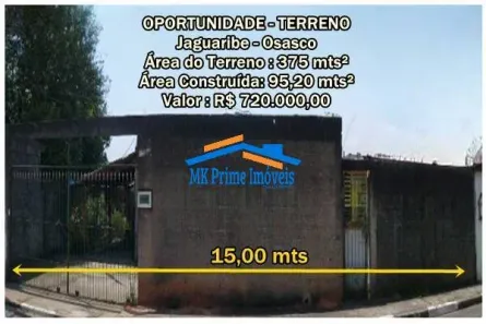Lote/Terreno à venda, 375m² no Jaguaribe, Osasco