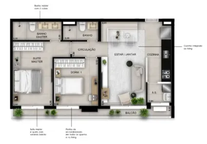 Apartamento com 2 Quartos à venda, 70m² no Setor Marista, Goiânia