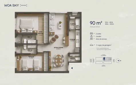 Apartamento com 2 Quartos à venda, 90m² no Campinas, São José