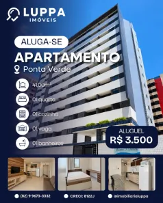 Apartamento com 1 Quarto para alugar, 41m² no Ponta Verde, Maceió