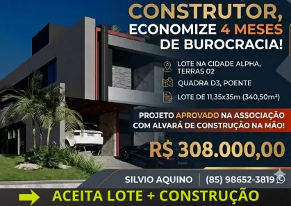 Lote/Terreno à venda, 340m² no Cidade Alpha, Eusébio