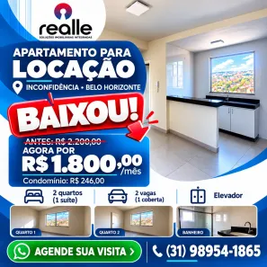 Apartamento com 2 Quartos para alugar, 76m² no Inconfidência, Belo Horizonte