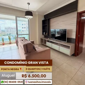 Apartamento com 3 Quartos para alugar, 117m² no Ponta Negra, Manaus