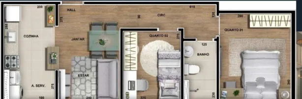 Apartamento com 2 Quartos à venda, 46m² no Chácaras Tubalina e Quartel, Uberlândia