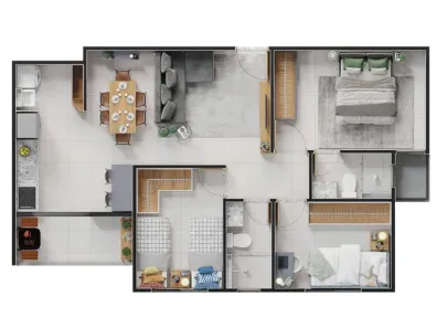 Apartamento com 3 Quartos à venda, 68m² no Vila Industrial, Anápolis
