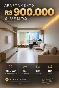 Apartamento com 3 Quartos à venda, 105m² no Casa Amarela, Recife