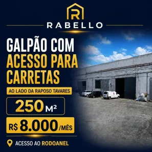 Galpão/Depósito/Armazém para alugar, 250m² no Jardim Arpoador, São Paulo