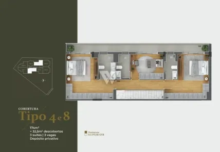 Apartamento com 3 Quartos à venda, 128m² no Alto da Glória, Curitiba
