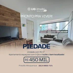 Apartamento com 3 Quartos à venda, 95m² no Piedade, Jaboatão dos Guararapes