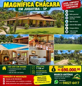 Fazenda/Sítio com 3 Quartos à venda, 250m² no Palestina, Juquitiba