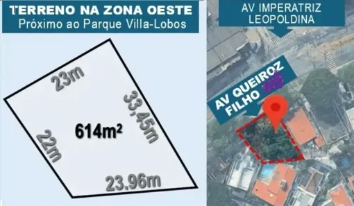 Lote/Terreno à venda, 614m² no Vila Hamburguesa, São Paulo