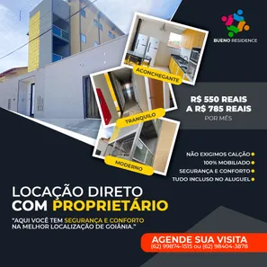 Kitnet com 1 Quarto para alugar, 35m² no Setor Sol Nascente, Goiânia