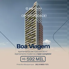 Apartamento com 2 Quartos à venda, 50m² no Boa Viagem, Recife