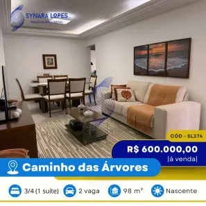 Apartamento com 3 Quartos à venda, 98m² no Caminho das Árvores, Salvador