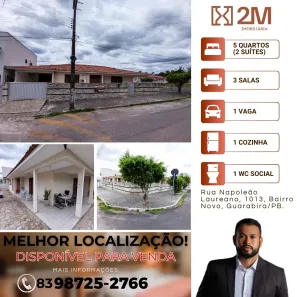 Casa com 5 Quartos à venda, 254m² no Bairro Novo, Guarabira