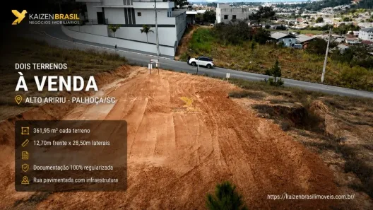 Lote/Terreno à venda, 362m² no Alto Aririú, Palhoça