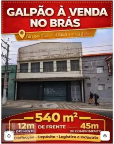 Galpão/Depósito/Armazém à venda, 500m² no Brás, São Paulo