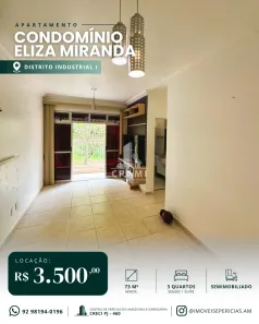 Apartamento com 3 Quartos para alugar, 73m² no Distrito Industrial I, Manaus