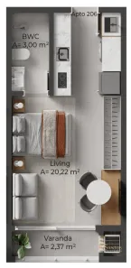 Apartamento com 1 Quarto à venda, 25m² no Santo Antônio de Lisboa, Florianópolis