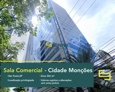 Sala Comercial para alugar, 306m² no Cidade Monções, São Paulo