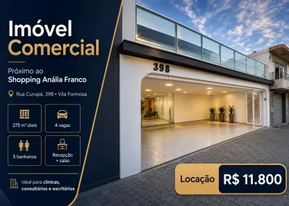 Imóvel Comercial com 4 Quartos para alugar, 280m² no Vila Formosa, São Paulo