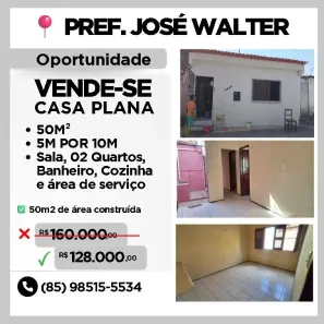 Casa com 2 Quartos à venda, 50m² no Prefeito José Walter, Fortaleza