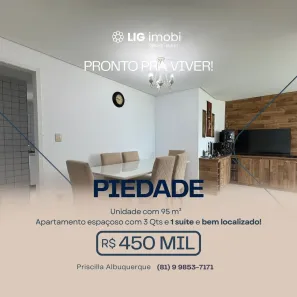 Apartamento com 3 Quartos à venda, 95m² no Piedade, Jaboatão dos Guararapes