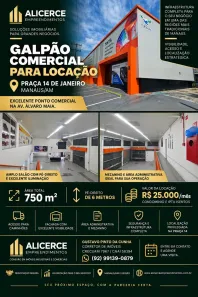Galpão/Depósito/Armazém para alugar, 750m² no Praça 14 de Janeiro, Manaus