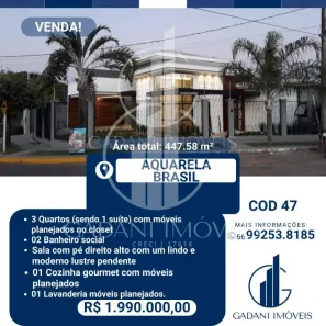 Casa de Condomínio com 3 Quartos à venda, 526m² no Aquarela Brasil Residencial, Sinop