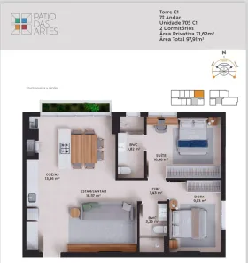 Apartamento com 2 Quartos à venda, 79m² no Pedra Branca, Palhoça
