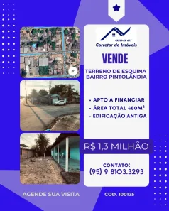 Lote/Terreno à venda, 480m² no Pintolândia, Boa Vista