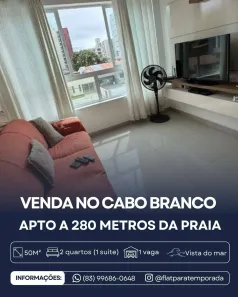 Apartamento com 2 Quartos à venda, 50m² no Cabo Branco, João Pessoa