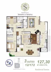 Apartamento com 3 Quartos à venda, 128m² no Aviação, Praia Grande