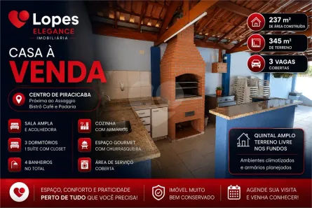 Sobrado com 3 Quartos à venda, 345m² no Centro, Piracicaba