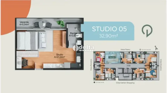 Apartamento com 1 Quarto à venda, 33m² no Tibery, Uberlândia