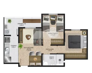 Apartamento com 2 Quartos à venda, 50m² no Vila Operária, Rio Claro