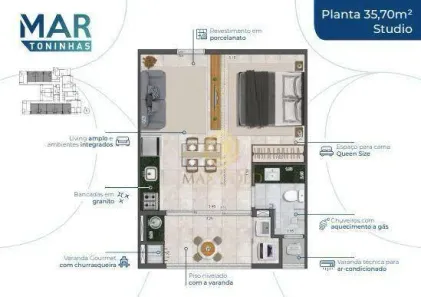 Apartamento com 1 Quarto à venda, 36m² no Toninhas, Ubatuba