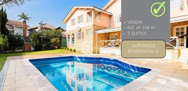 Casa de Condomínio com 3 Quartos à venda, 338m² no Alphaville, Santana de Parnaíba
