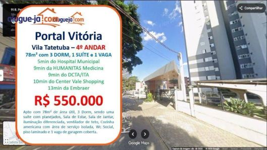 Apartamento com 3 Quartos à venda, 78m² no Vila Tatetuba, São José dos Campos