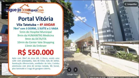 Apartamento com 3 Quartos à venda, 78m² no Vila Tatetuba, São José dos Campos