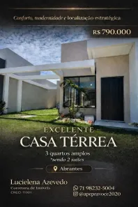 Casa de Condomínio com 3 Quartos à venda, 85m² no Catu de Abrantes (Abrantes), Camaçari