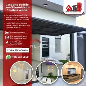 Casa com 3 Quartos à venda, 180m² no Terrazul BA, Pirassununga